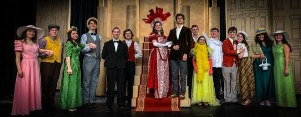 [From left to right]: Minnie (Amanda Miller), Barnaby (Jackson Shostak), Irene (Emerson Raymond), Cornelius (Kai Marrelli), Rudolph (Ian Sacci), Stanley (Vincent Ohe), Dolly (Julia Vitale), Horace (Francis Ohe), Danny (James Keller), Ernestina (Bella Capponi), Cook (Brennan Clarke), Ambrose (Luc Gervais), Ermengarde (Emma Powell), Mrs. Rose (Alex Therriault), Court Clerk (Sage Factora). 1