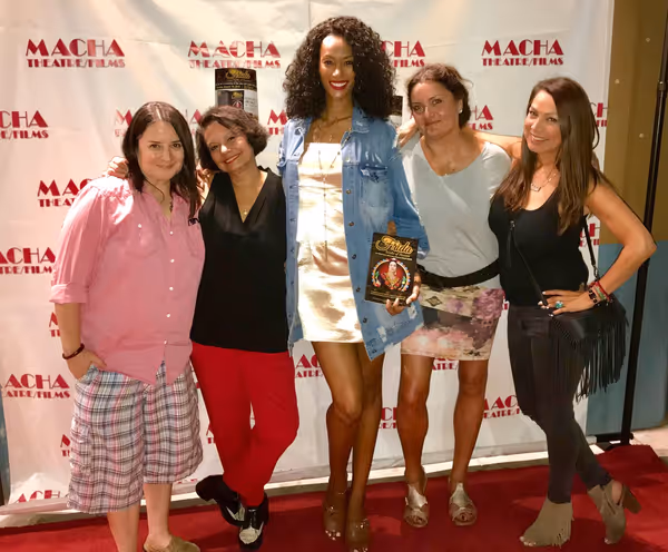 Book signing party with cast from left to right  Sandra Vals plays Chavela Vargas   Odalys Nanin plays Frida Kahlo  Christie Black played Josephine Baker  Antje Dohrn photographer   Tricia Cruz plays Nurse Judith  9