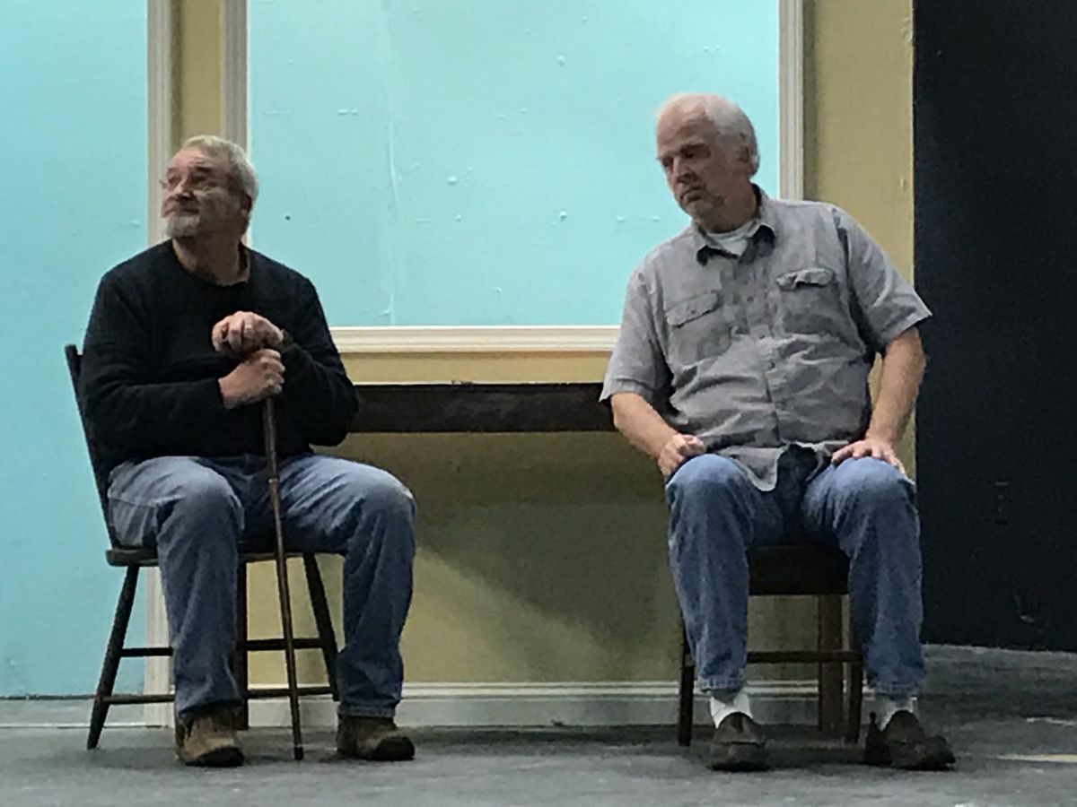 Steve Twilley, or Milford, DE, rehearses with Chuck Rafferty, of Laurel, DE, as Willie Clark.