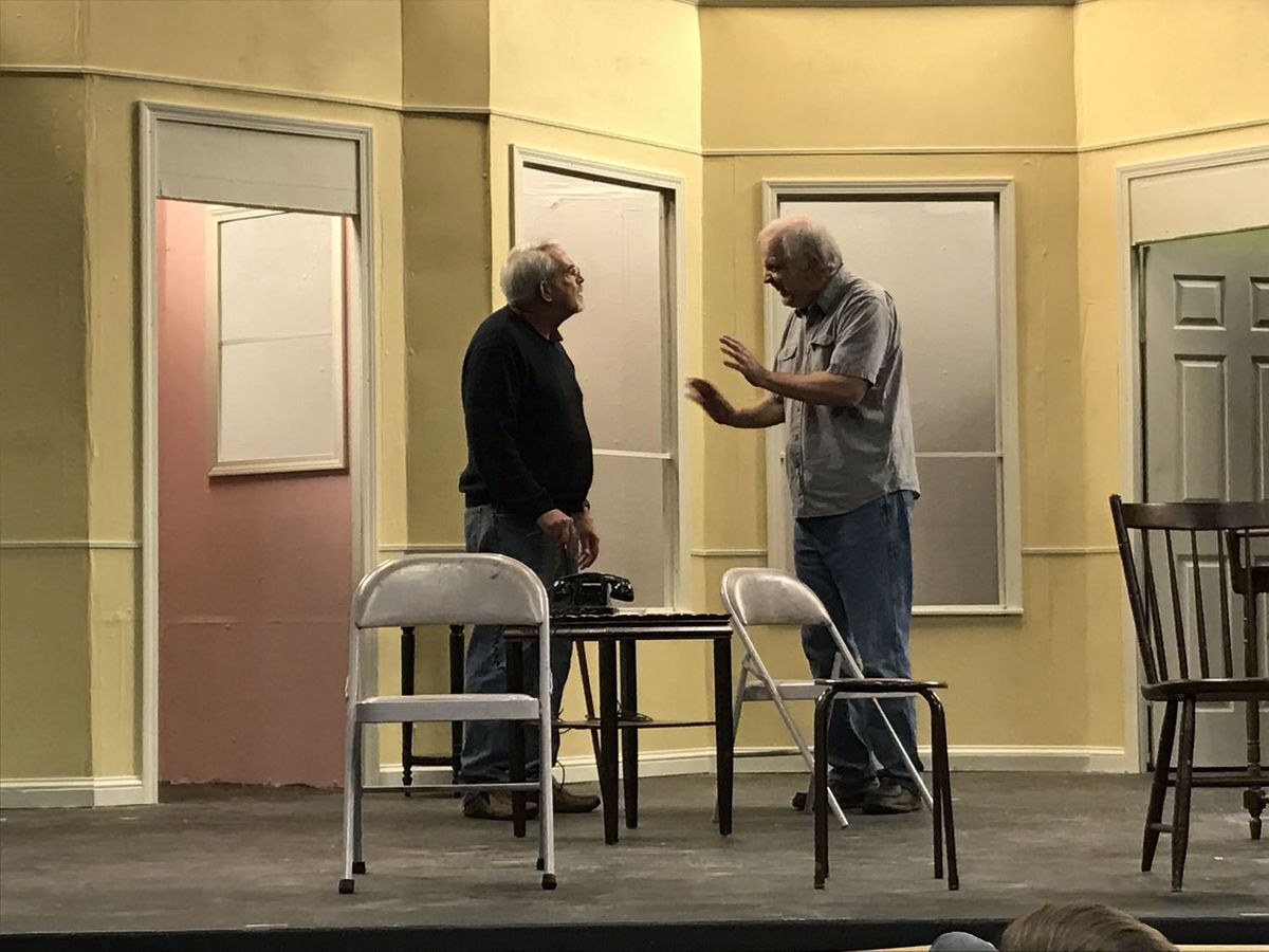 Steve Twilley, or Milford, DE, rehearses with Chuck Rafferty, of Laurel, DE, as Willie Clark.