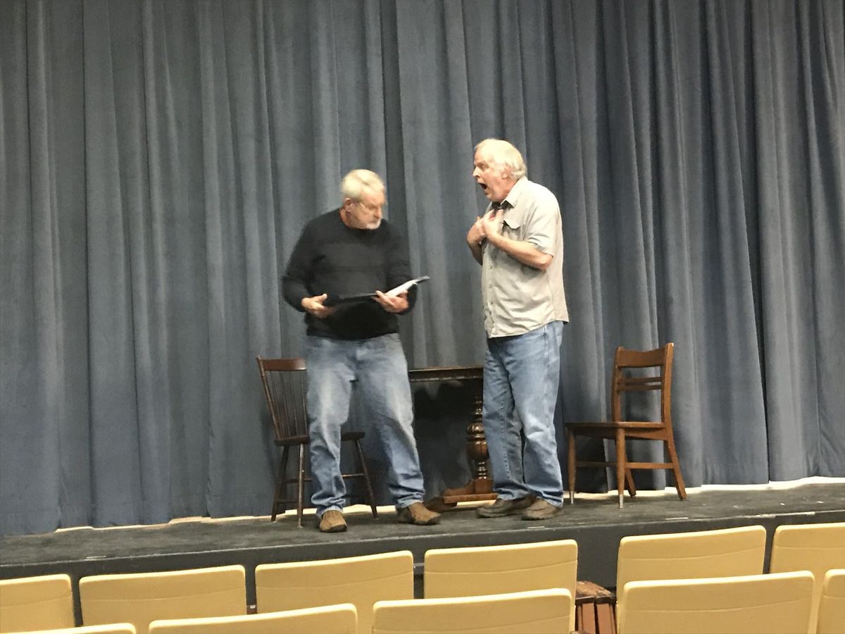 Steve Twilley, or Milford, DE, as Al Lewis, rehearses with Chuck Rafferty, of Laurel, DE, as Willie Clark.