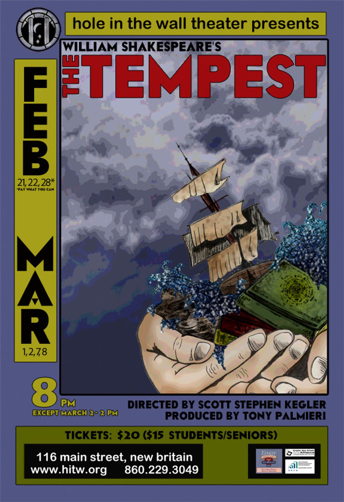 Poster for Hole in the Wall Theater's production of The Tempest Poster for Hole in the Wall Theater's production of The Tempest