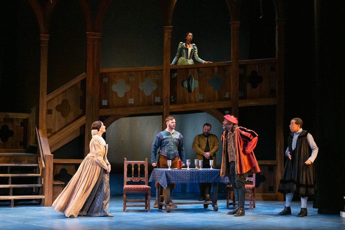 Morgan Charéce Hall (top) with Mary Elizabeth Scallen, Paul Harrold, Scott Greer, Benjamin Brown, and Frank X in Lantern Theater Company's production of A MAN FOR ALL SEASONS. Photo by Mark Garvin. Morgan Charéce Hall (top) with Mary Elizabeth Scallen, Paul Harrold, Scott Greer, Benjamin Brown, and Frank X in Lantern Theater Company's production of A MAN FOR ALL SEASONS. Photo by Mark Garvin.