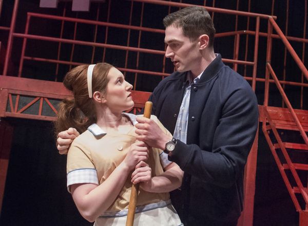 Laura Landrum and Kevin Toniazzo-Naughton rehearsed a scene from the Penn State Centre Stage production of 'Dogfight' on Mar. 18. 'Dogfight' will run April 1 through 11 at the Penn State Downtown Theatre. Call 1-800-ARTS-TIX for more information.  Image: Patrick Mansell 4