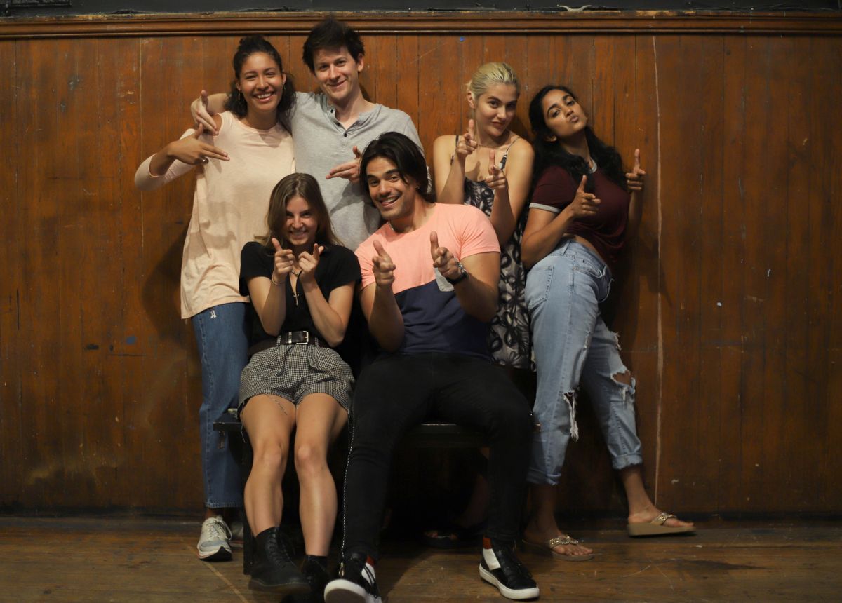 Pictured from left to right: Ava Paul (Rowan), Gigi Hausman (Carrie), Ean Schultz (Noah), Kaleb Batman (Cooper), Charlotte Herzog (Yael), Arya Kashyap (Jessa). Not pictured: Grace Bernardo (Barista/Fitness Instructor)   Photo by Emily Hulbert       