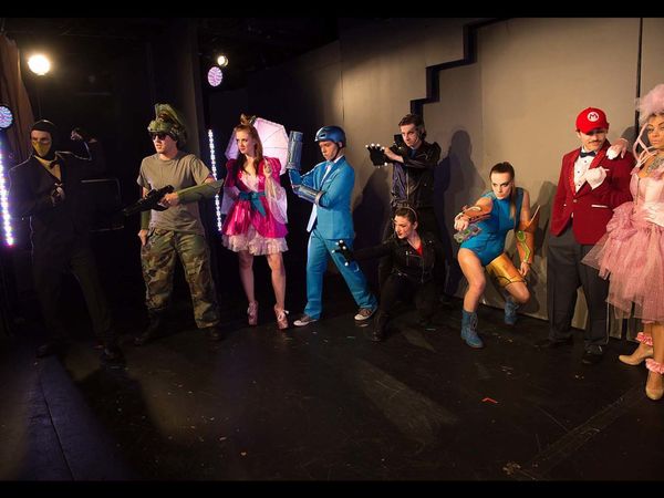 The Players get ready for the 64th annual Video Games. 
Pictured:
Scott Gunner, Matt Ip Shaw, Dana Eckley, Cody Jordan, Natalie Wagner, Zelda Gay, Dan Anderson and Amber Lawson

Photo credit:
Mia Isabella Photography 
www.miaisabellaphotography.com 2