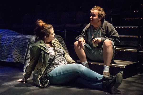 Bridget Smith as Abby  and Christian Plonka as Garrett in 100 Saints You Should Know, November 3-20 at YMCA’s Marlene Boll Theatre. 8