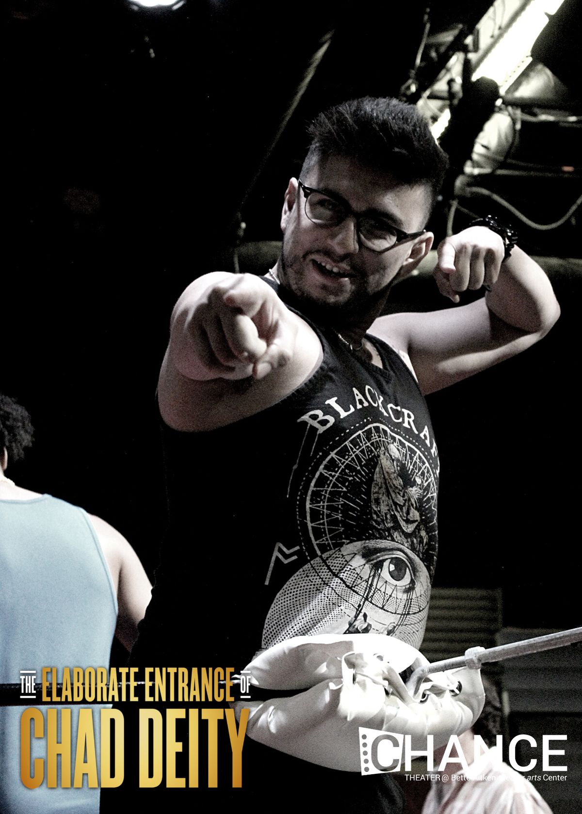 Cast Member Steven Linhares in rehearsals for the OC premier of Kristoffer Diaz's Pulitzer Prize Finalist play, "The Elaborate Entrance of Chad Deity." Directed by Jeremy Aluma, this high-octane comedy-drama will play September 23 - October 23, 2022 at Chance Theater in Anaheim, CA. 