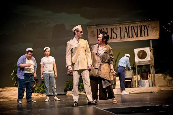 Kierans Jordan as Lt. Joseph Cable and Gina Patricio as Bloody Mary (Photo by Burdett Photography) 6