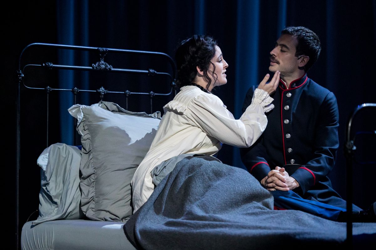 Erin Capello (Fosca), Dylan Frederick (Giorgio). Photo: Dan Norman.   