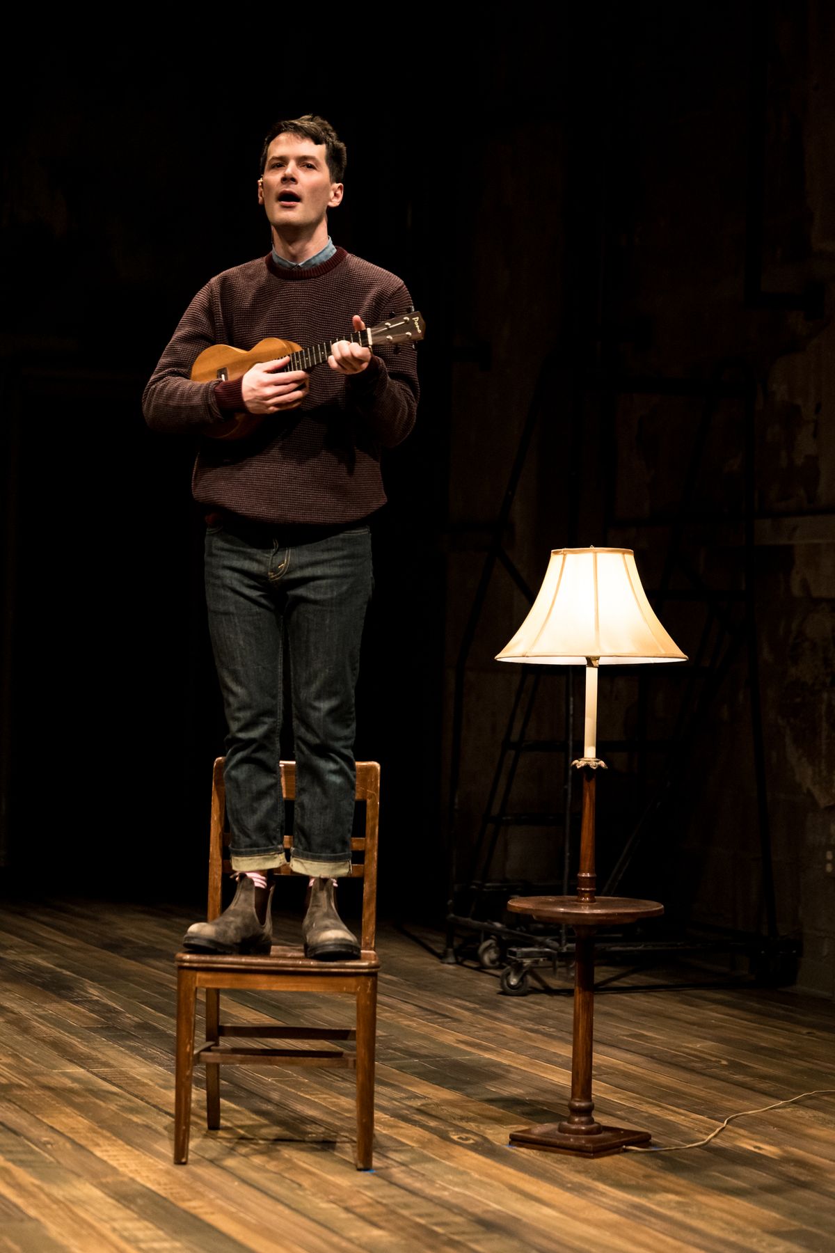 Writer-performer Milo Cramer in SCHOOL PICTURES at Theater Latt  Da, running Feb 5 - Mar 2, 2025. Photo: Dan Norman. 
