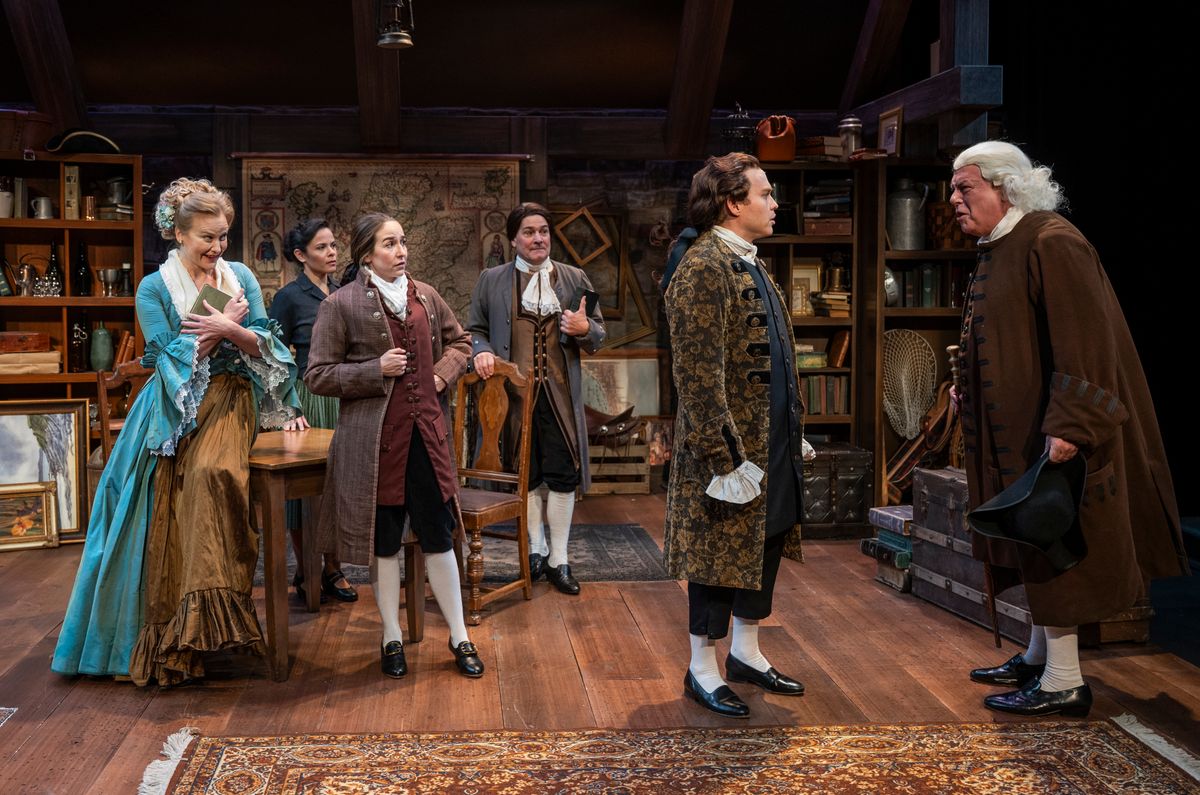 Heidi Armbruster, Madeline Calais-King, Sarah Zapiain, David Cecsarini, Josh Krause, Brian Mani. Photo by Michael Brosilow.