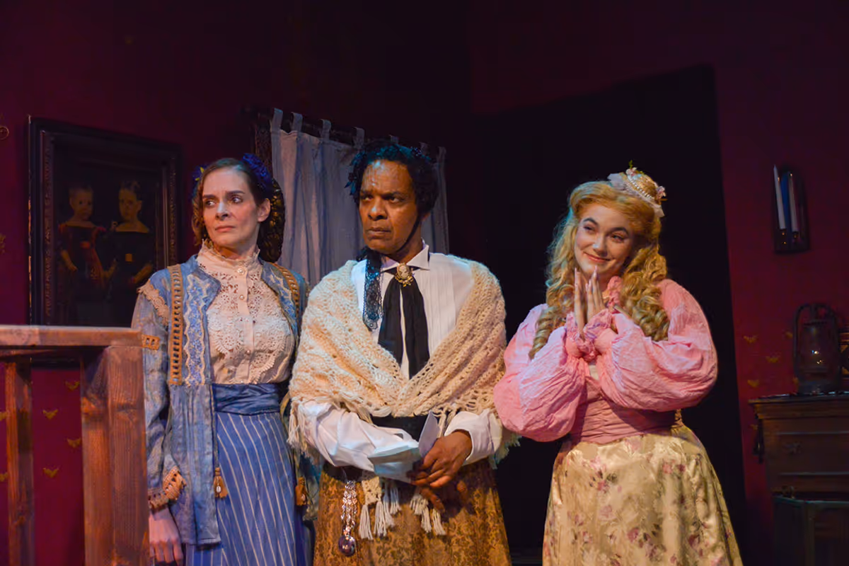 L to R: Amanda Webb, Craig Johnson, and Skylar Alexis in Hat Box at The Garage Theatre    Photo: Diana Kaufmann