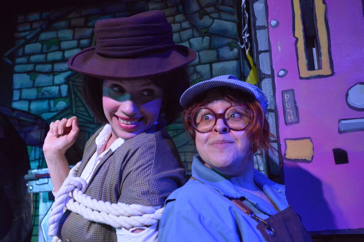 Jess Neptune as Dixie Troobaloo and Diana Rodriguez as Guillermo Fao, in The Garage Theatre''s production of The Steam-Powered Rocket Ride to The Moon, or... Ground Control to Guillo and Rod       Phot