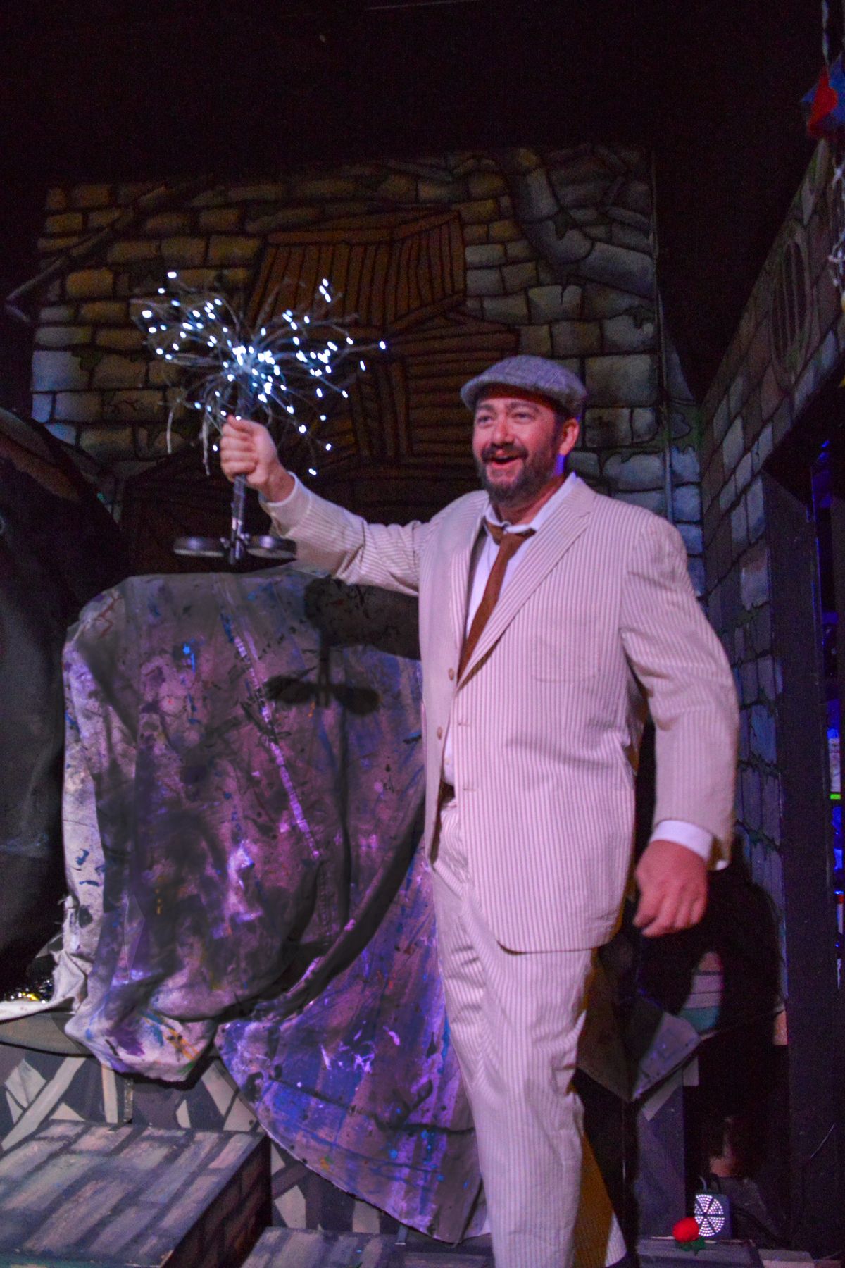 Jeff McGinness plays Gus Palooka in The Garage Theatre''s production of The Steam-Powered Rocket Ride to The Moon, or... Ground Control to Guillo and Rod    Photo Credit: Paul Knox