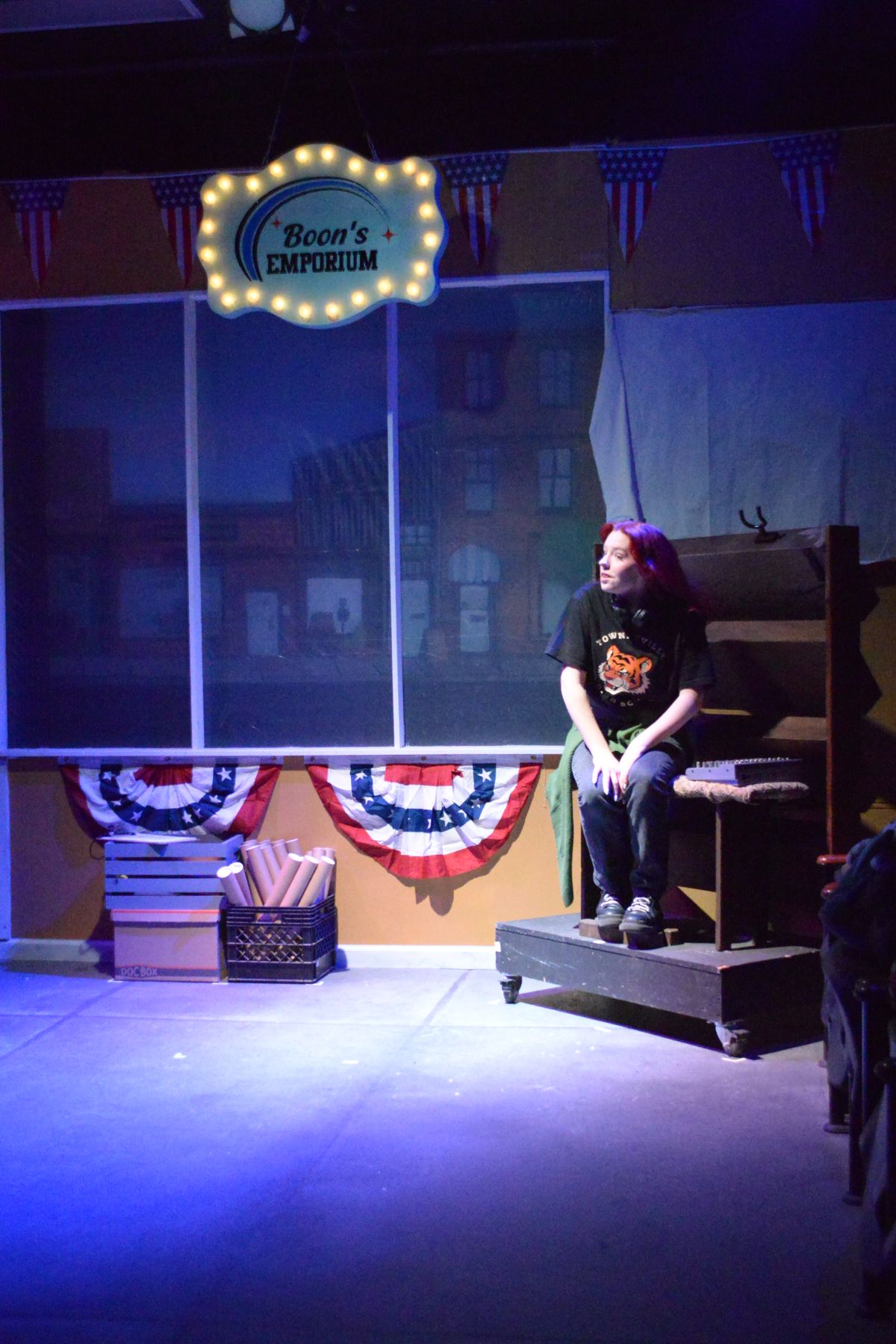 Tragedy Giftshop at The Garage Theatre  L to R: Sage Forsytheas Dominick Wicklow & Madi Burns as Heather Morton