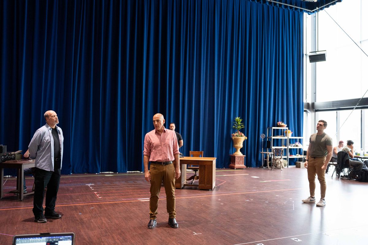 David Girolmo, William Michals, Jake Goz Rodgers & Hammerstein''''s South Pacific in rehearsal 