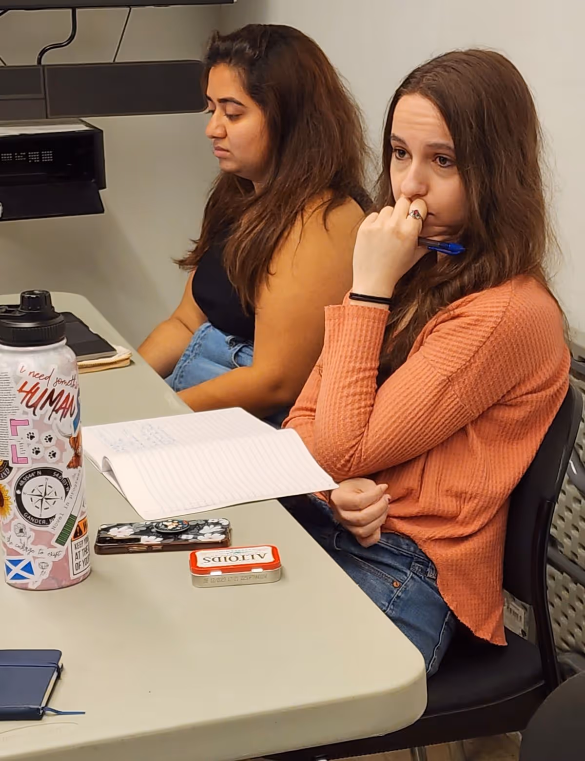 Stage Manager Rabiah Rowther and Director Lindsey Alterman hard at work. 