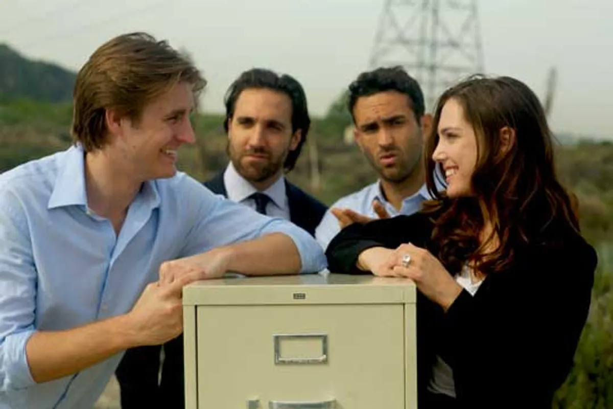 `All Is Fair`cast [left-to-right]: 
• Director-Playwright Reed Arnold (`Dan`) • Ross Gallo (`Vince`) • Michael Minto (`Chris`) • Sarah Elizabeth Johnston (`Heather`)
Photo credit: Ianna Vasale.
