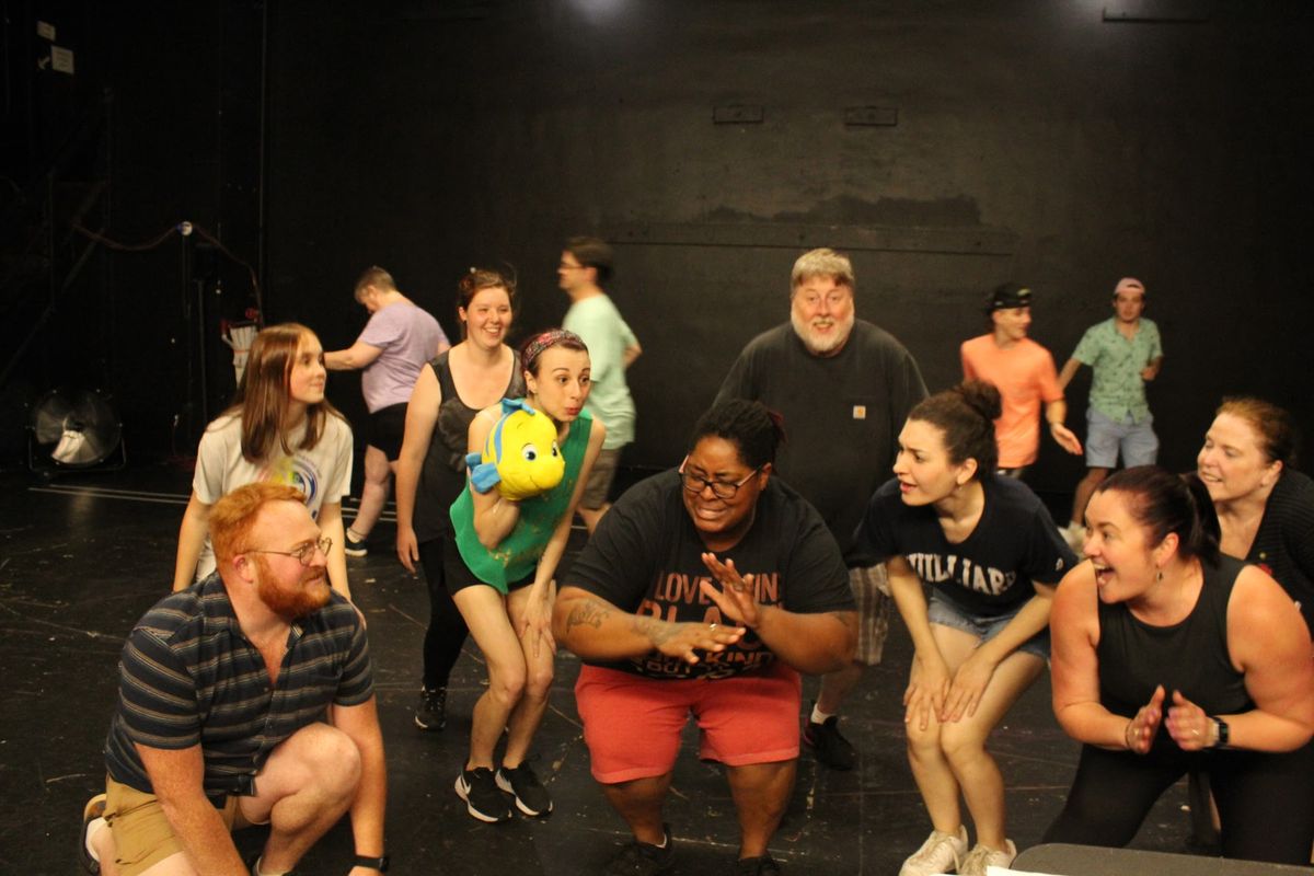 Cast members of Community Little Theatre's production of The Little Mermaid are pictured here rehearsing a scene from the show. From left in front and center are Cody Watson, Ellie Pfohl, Leslie Reed, Germaine Robinson, Mackenzie Richard, Lacey Moyse, and Mary Melquist. In back are Karen McArthur, Birdie Gay, Brian Pfohl, Iver McLeod, Brock Rancourt, and Scotty Venable. Cast members of Community Little Theatre's production of The Little Mermaid are pictured here rehearsing a scene from the show. From left in front and center are Cody Watson, Ellie Pfohl, Leslie Reed, Germaine Robinson, Mackenzie Richard, Lacey Moyse, and Mary Melquist. In back are Karen McArthur, Birdie Gay, Brian Pfohl, Iver McLeod, Brock Rancourt, and Scotty Venable.