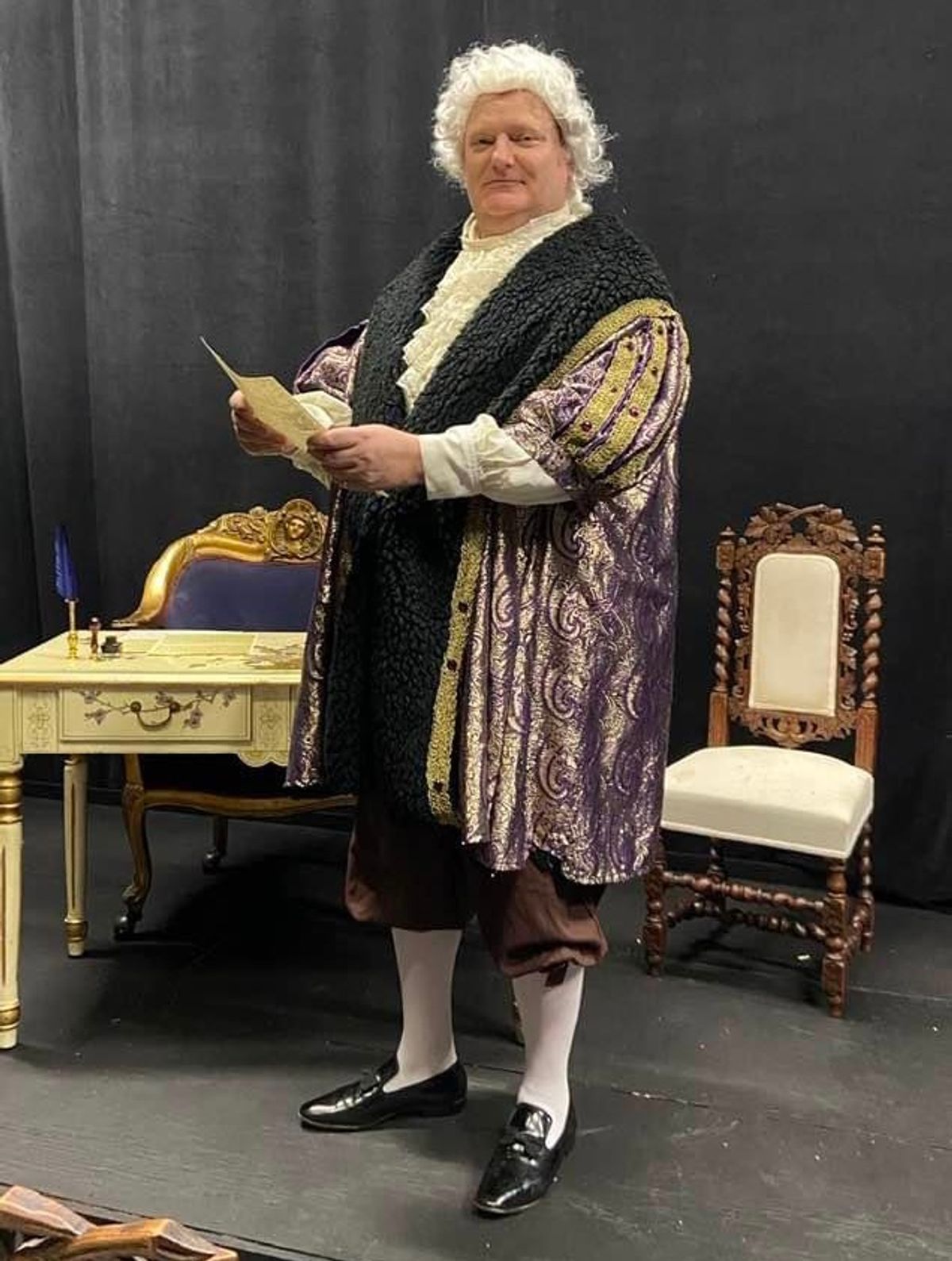 Christian Miller as King George II…. Ready to do battle with George Fredric Handel over performing of The Messiah. Christian Miller as King George II…. Ready to do battle with George Fredric Handel over performing of The Messiah.