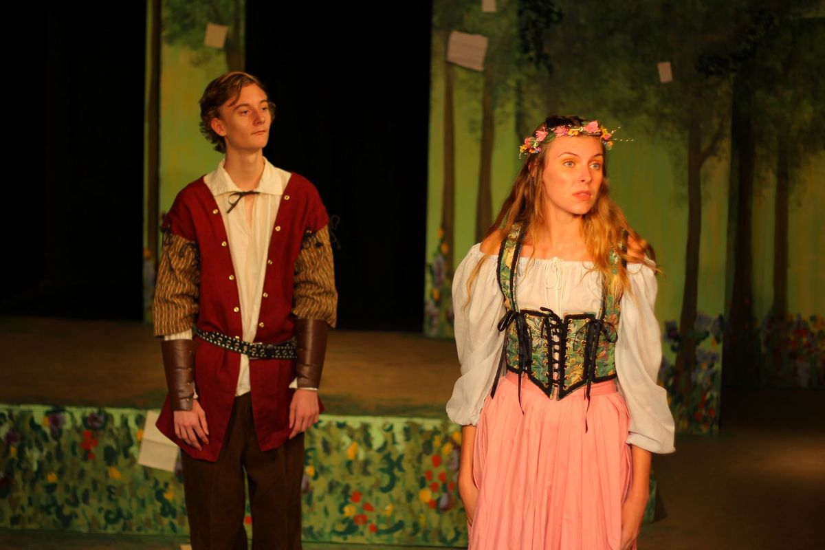 Silvius (Wyatt Najarian) faithfully follows his crush, Phoebe (Ali Ryan ). Photo by Luis Aranda
