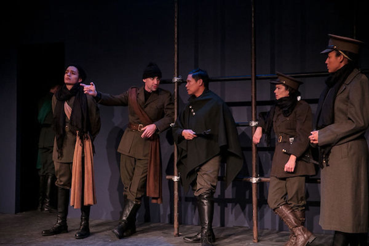 Kelvin Morales (Decius), John Ellsworth Phillips (Cinna), Jose Acain (Casca), Cynthia Boorujy (Metellus), Philicia Suanders (Trebonius) Photo credit: Grettel Cortes Kelvin Morales (Decius), John Ellsworth Phillips (Cinna), Jose Acain (Casca), Cynthia Boorujy (Metellus), Philicia Suanders (Trebonius) Photo credit: Grettel Cortes