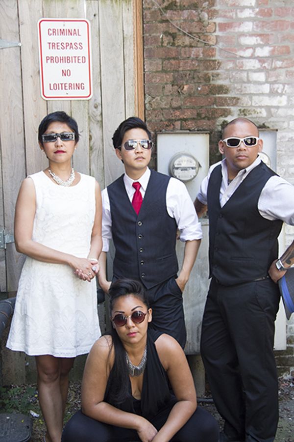 Mabel (Mariko Kita), Francis (Kevin Lin), H (Daniel Arreola) above Blue (Sara Porkalob)
photo by Roger Tang 2