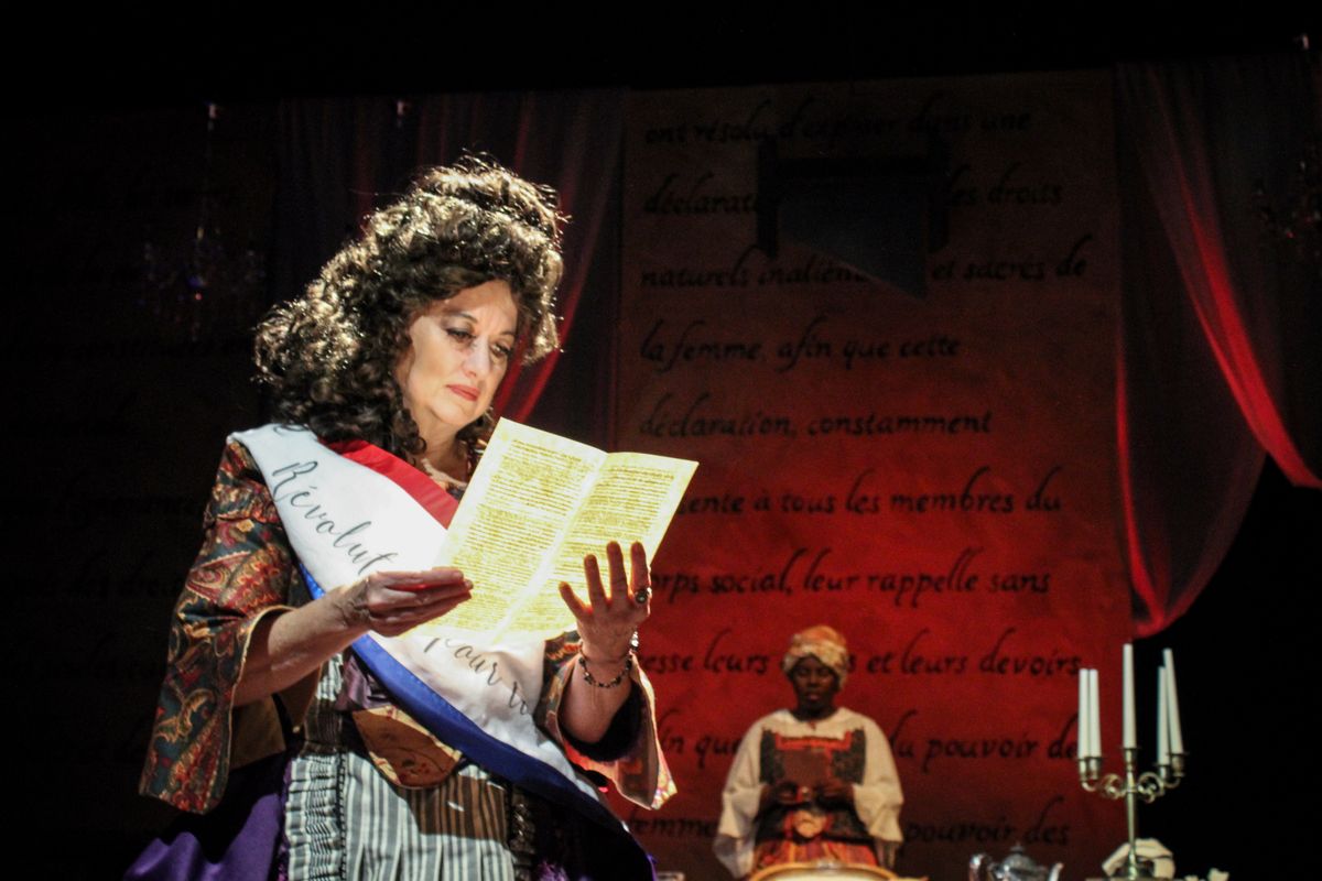 From L to R: Deana Duncan as  Olympe de Gouges and Abie Ekenezar as Marianne Angelle.