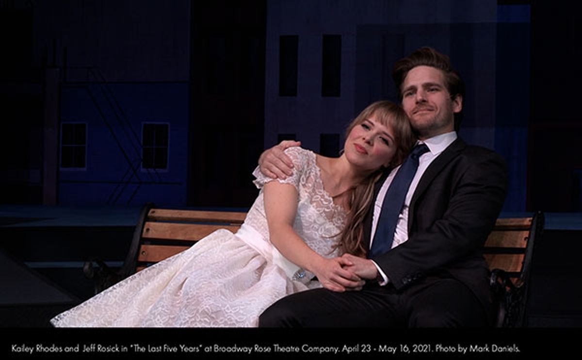 Kailey Rhodes and Jeff Rosick in Broadway Rose's streaming production of "The Last Five Years." Photos by Mark Daniels.