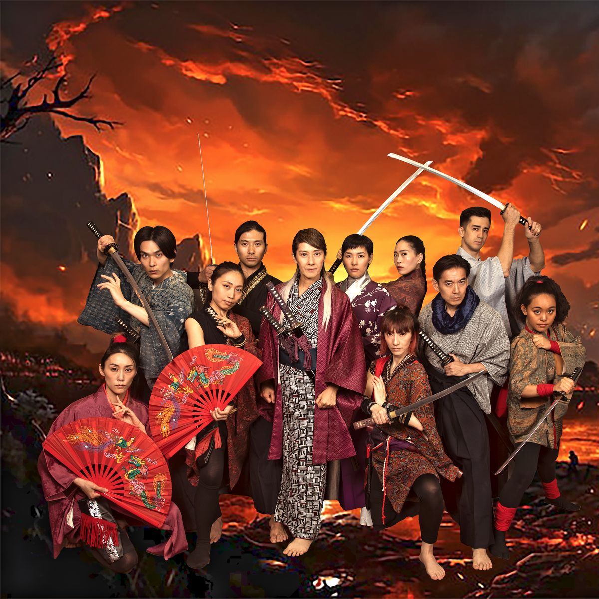 From left, MK Haresign, Taiju Nakane, Shieri Yamafuji, Norihiro Maruta, Kyo Kasumi, Akiko Fujiwara, Yuriko MIyake, Eureka Nakano Grimes, Milai Taguchi, Gen Parton-Shin, & Rina Majima. Photo by Suenaga