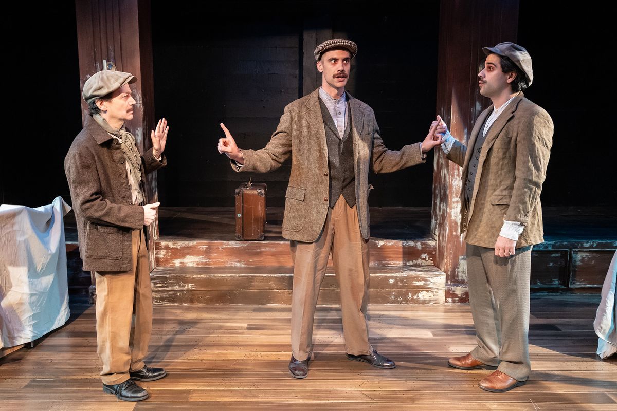 John Lamb*, Chris Sharpe, Cole Winslow in ARCHDUKE by Rajiv Joseph at Capital Stage Oct. 11-Nov. 12, 2023. Photo by Charr Crail. (*AEA)