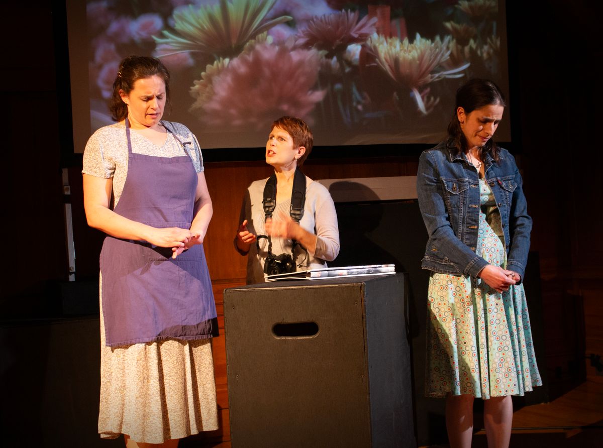 Karlie Kauffeld, Su Reid-St. John and Lindsay Repka in Kodachrome with The Shelburne Players, April 2024.