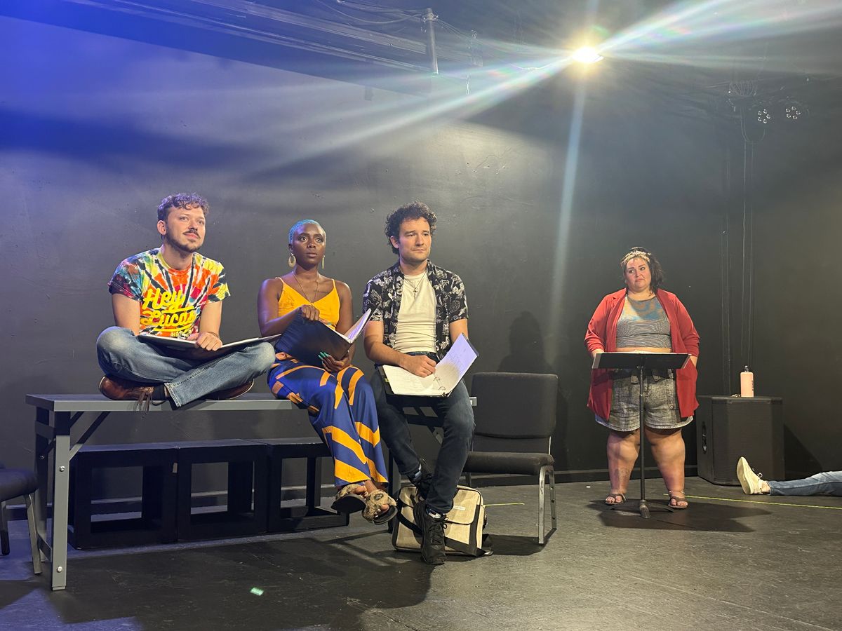 Early rehearsals  L to R - Brock Birkner, Mayila Jones, Skylar Gaines and Kristen Pickrell.