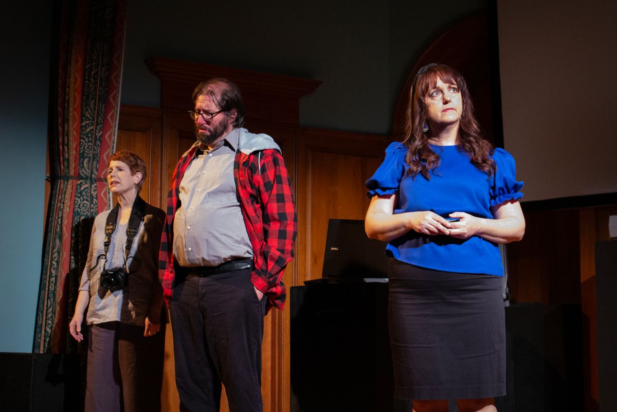 Su Reid-St. John, Patrick Houle and Kym Taylor in Kodachrome with The Shelburne Players, April 2024.