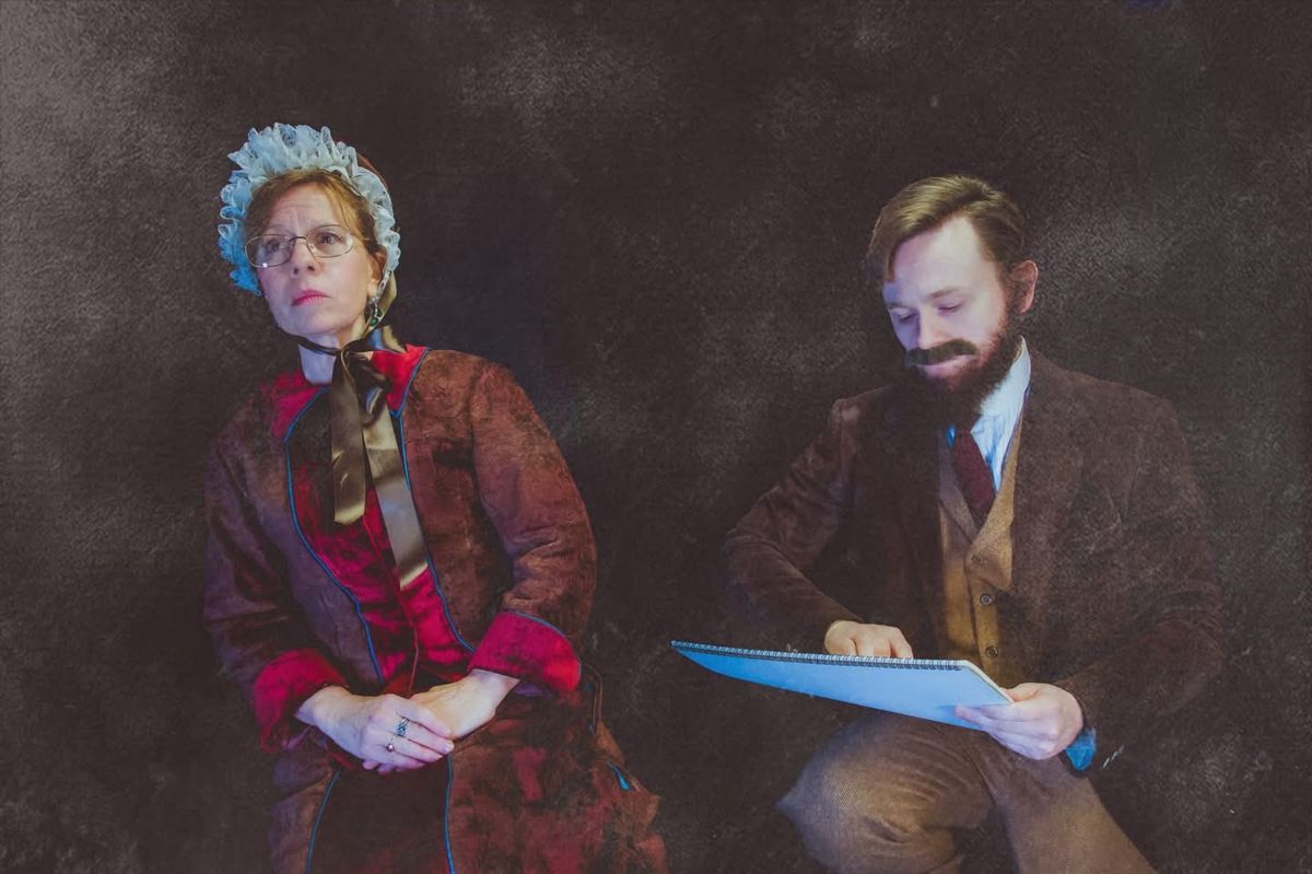 Tracy Fiore as The Old Lady and Chris Spencer as George in Little Theatre of Fall River''s production of Sunday in the Park with George