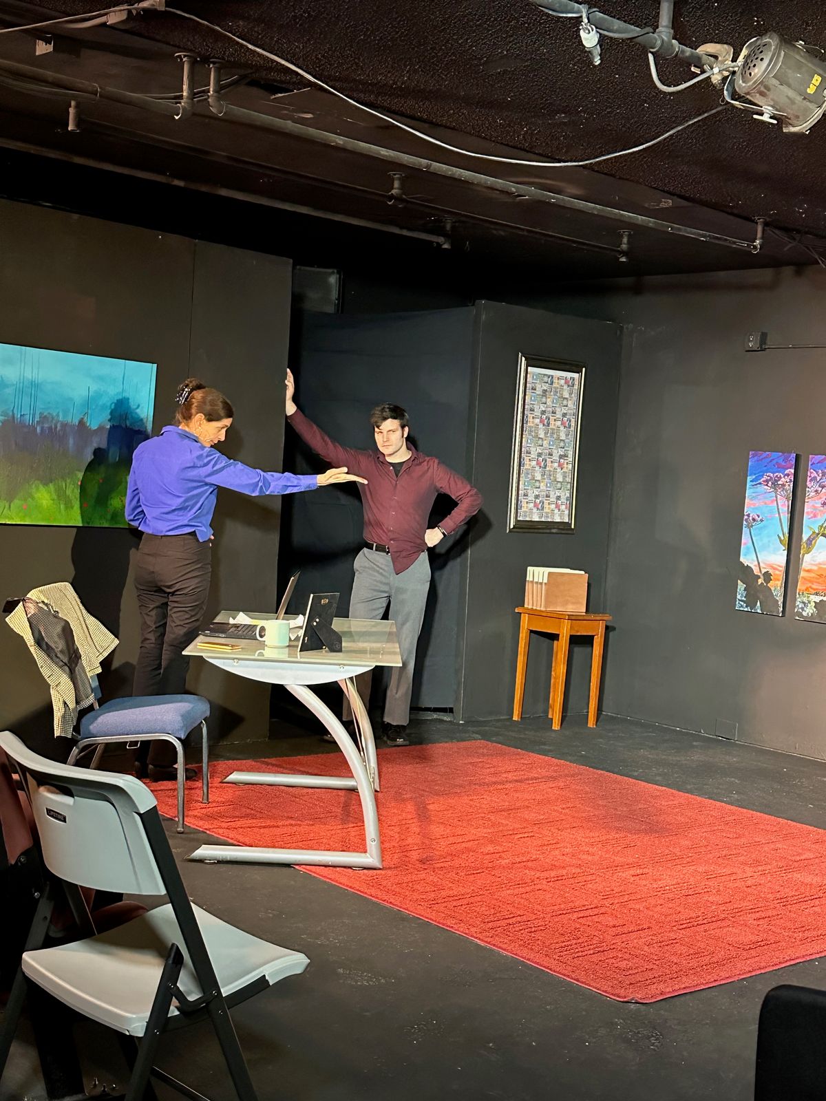 Nava Bastani Sarracino as EMILY PENROSE and Justin Stewart as JIM FINGAL