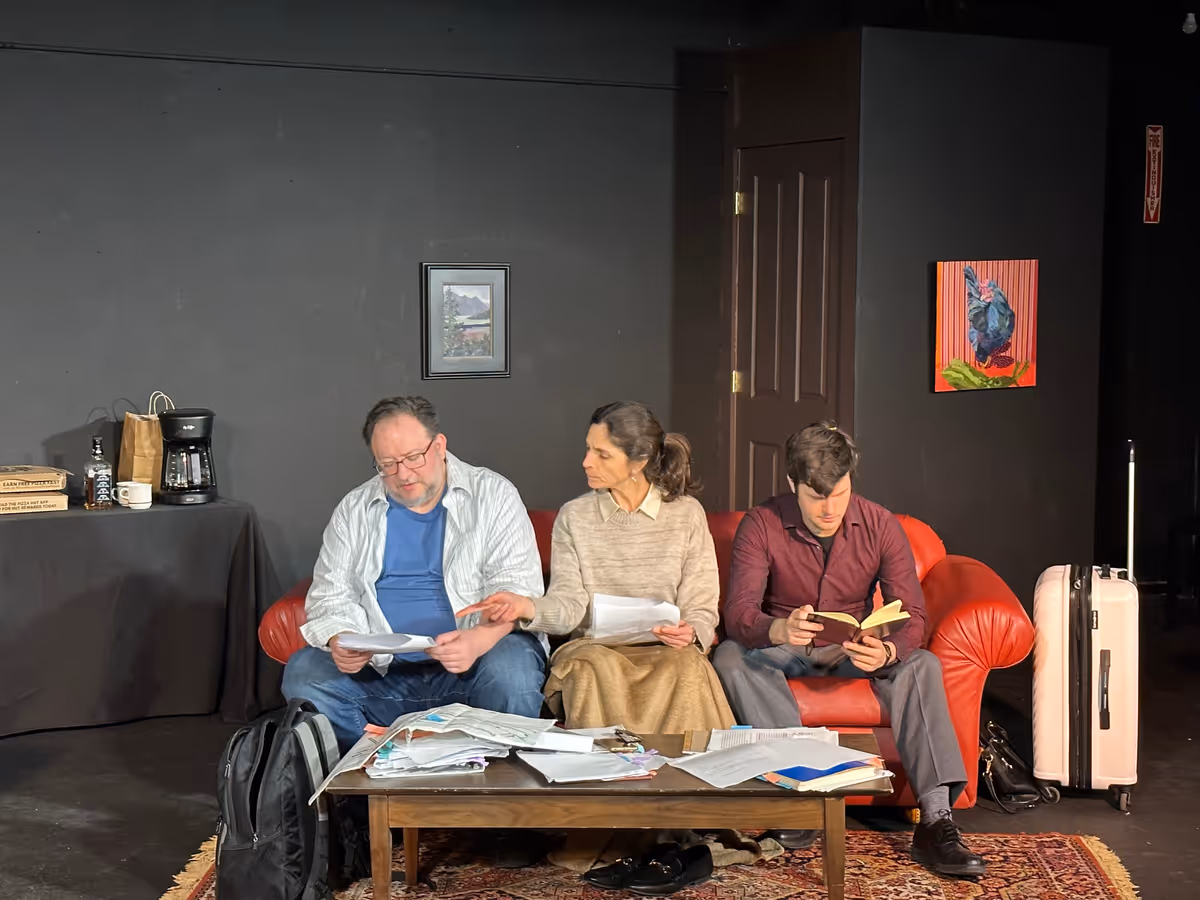 Jay Burns as JOHN D''AGATA, Nava Bastani Sarracino as EMILY PENROSE, and Justin Stewart as JIM FINGAL
