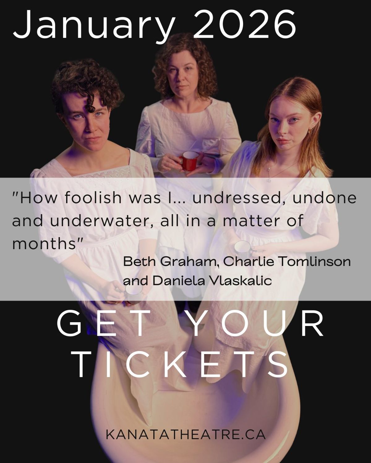 Bessie played by Kate Jordan, Margaret played by Megan LeMarquand and Alice played by Lindsey Keene. 