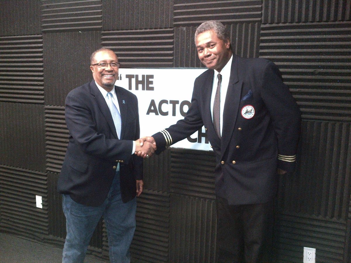 A Fine First Meeting: Host Ron Brewington and Guest Actor Darryl Maximilian Robinson were live on-the-air when they recorded the first of five interviews on THE ACTORS CHOICE in September of 2016. A Fine First Meeting: Host Ron Brewington and Guest Actor Darryl Maximilian Robinson were live on-the-air when they recorded the first of five interviews on THE ACTORS CHOICE in September of 2016.
