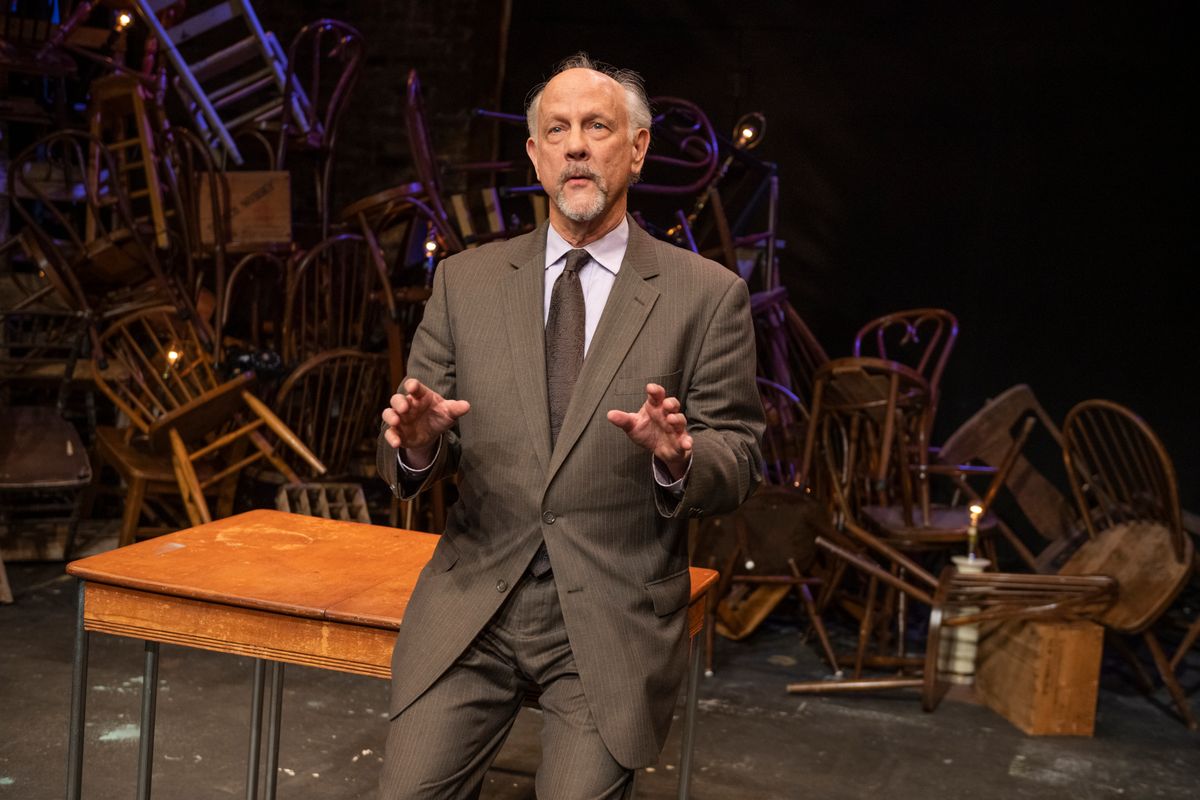Jim Ortlieb in Stand Up If You''re Here Tonight, written and directed by John Kolvenbach. Playing at the Huntington Theatre (264 Huntington Ave) in the Maso Studio Jan 20 - Mar 3, 2024. Photo by Michae
