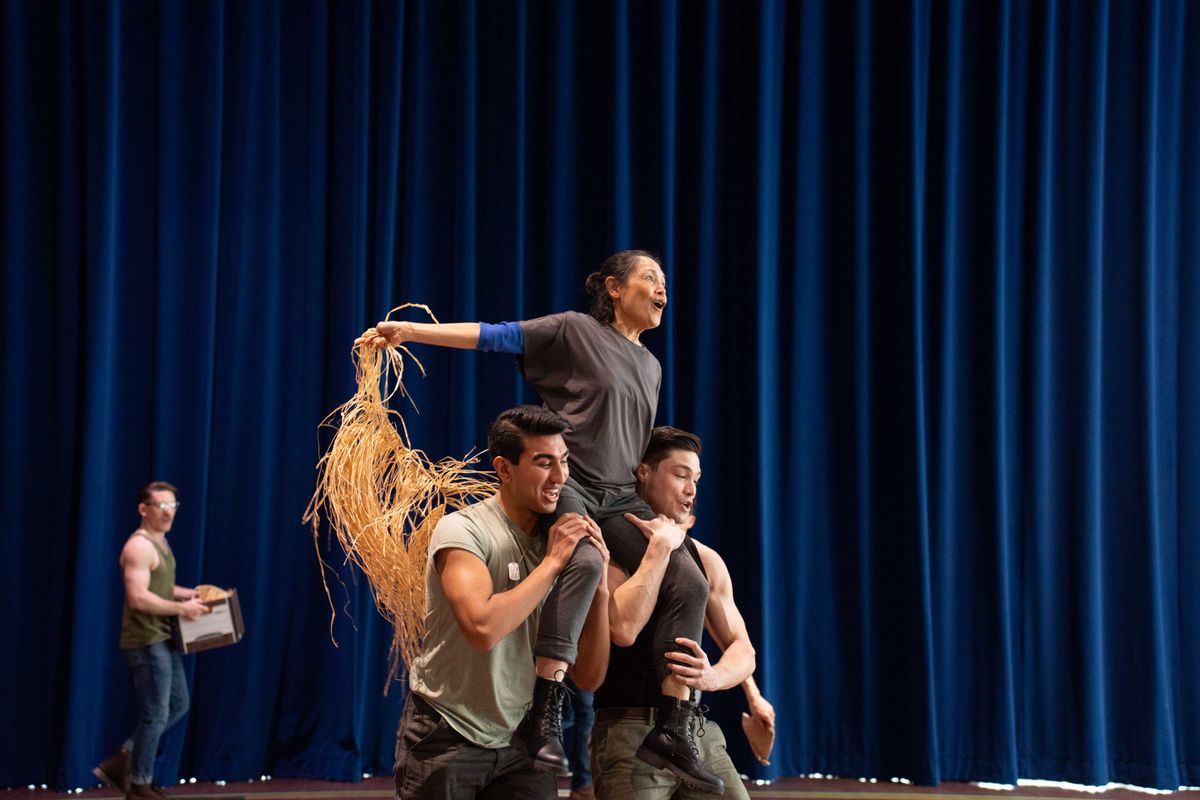 Lydia Gaston, top, and cast of Rodgers & Hammerstein''''s South Pacific in rehearsal 