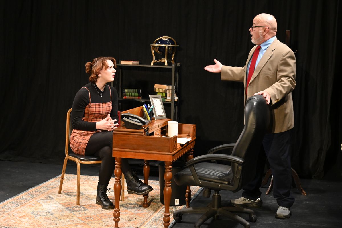 R-ACT''s production of Oleanna by David Mamet runs October 17-19, 2025 at the Segriff Stage in Rochester, PA. (Pictured: Actors Rebecca Radeshak & Dave Joseph)