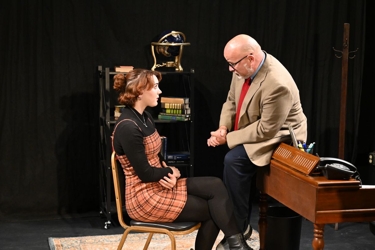 R-ACT''s production of Oleanna by David Mamet runs October 17-19, 2025 at the Segriff Stage in Rochester, PA. (Pictured: Actors Rebecca Radeshak & Dave Joseph)