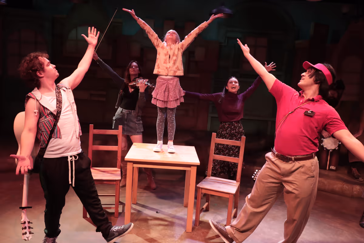 Austin Ledger, Leota Rhodes, Becca Last, Emma Laird, and Jonah Meyer in ?Once? at Chance Theater. Playing January 23 ? March 1, 2026 at the Bette Aitken theater arts Center on the Cripe Stage. Photos Austin Ledger, Leota Rhodes, Becca Last, Emma Laird, and Jonah Meyer in ?Once? at Chance Theater. Playing January 23 ? March 1, 2026 at the Bette Aitken theater arts Center on the Cripe Stage. Photos