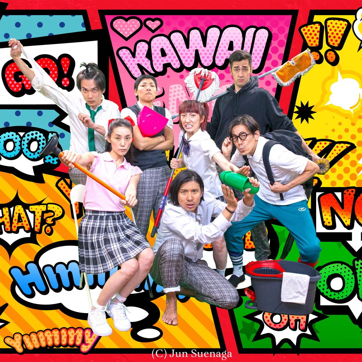 High School Battle from left, Taiju Nakane, MK Haresign, Akiko Fujiwara, Norihiro Maruta, Yuriko MIyake, Gen Parton-Shin, & Milai Taguchi. Photo by Jun Suenaga