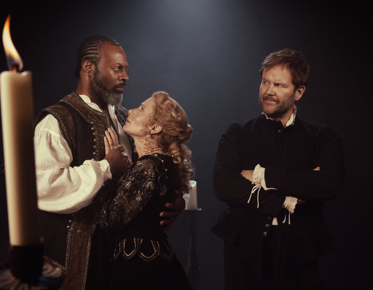 From left: Andr Sills, Krystin Pellerin and Evan Buliung, Othello. Stratford Festival 2026. Photo: Dariane Sanche. From left: Andr Sills, Krystin Pellerin and Evan Buliung, Othello. Stratford Festival 2026. Photo: Dariane Sanche.