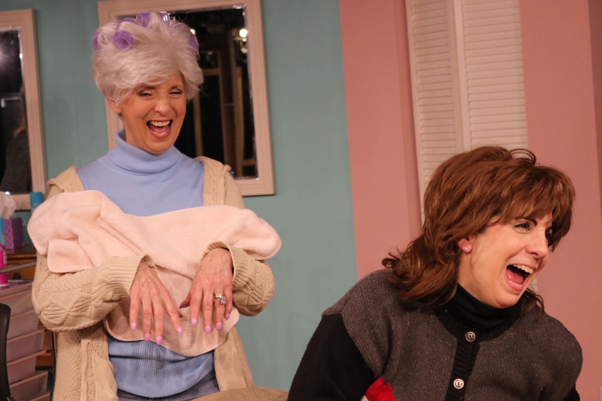 The cast of STEEL MAGNOLIAS at Curtain Call are having way too much fun in rehearsal for the production playing in The Dressing Room Theatre January 9 through 26.    (Gail Yudain and Angela Mantero)