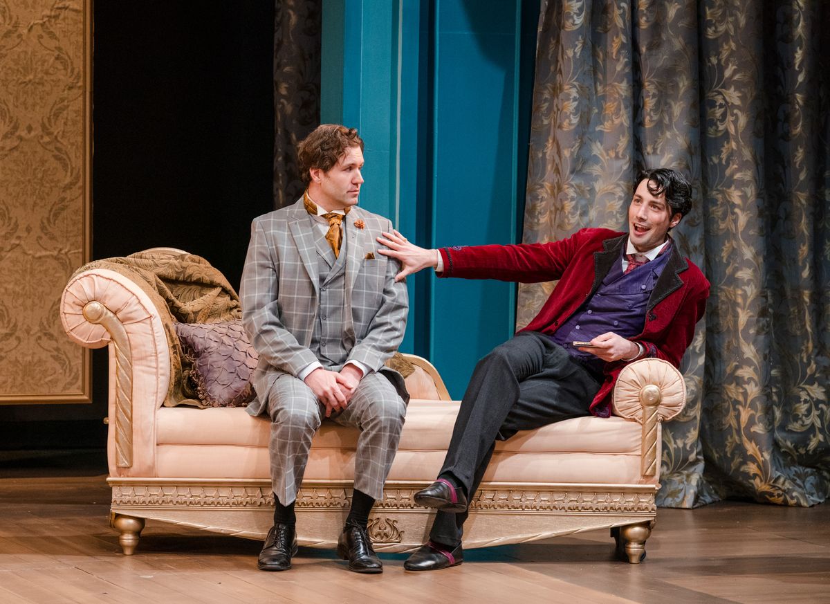 Tug Rice as John ?Jack? Worthing and Christian Frost as Algernon Moncrieff. Photo by Avery Brunkus.