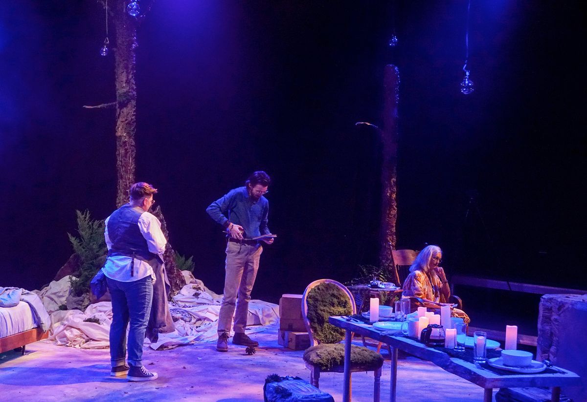 CB Feller, Jaden Petty, & Charlotte Norris in Sagittarius Ponderosa at Austin Rainbow Theatre closing November 1, 2025